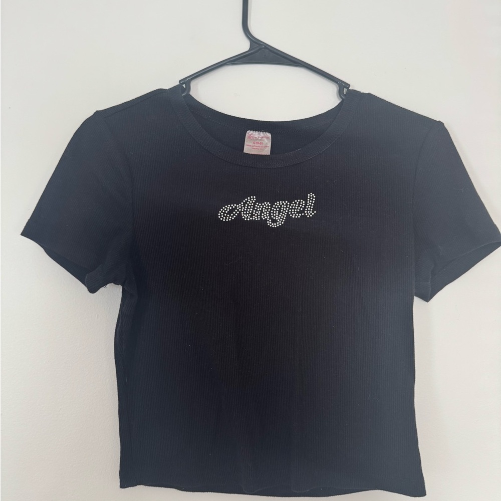 Black 'Angel' Crop Top